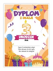 Dyplom A5 urodzinowy - trzecie urodziny 5szt. Wydawca: LearnHow. Multiszop.pl Opakowanie Dyplom A5 urodzinowy - trzecie urodziny 5szt