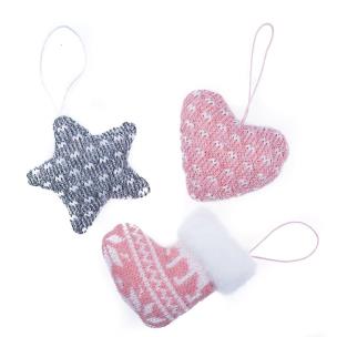 Opakowanie Dzianinowwe zawieszki różowe i szare 3 szt