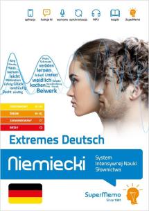 Extremes Deutsch Niemiecki poziom pod A1-A2, średni B1. Autor: PolEng sp. z o.o. (Sanders Christiane, Zbaraszewska Aleksandra, Antonik Marek), Wesołowska Marta. Multiszop.pl Okładka książki Extremes Deutsch Niemiecki poziom pod A1-A2, średni B1