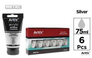 Opakowanie Farba akrylowa metaliczna srebrna 75ml (6szt)