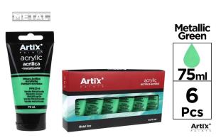 Opakowanie Farba akrylowa metaliczna zielona 75ml (6szt)