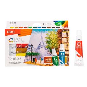 Farby akrylowe 12 kolorów 12ml tuba DELI. Wydawca: DELI. Multiszop.pl Opakowanie Farby akrylowe 12 kolorów 12ml tuba DELI