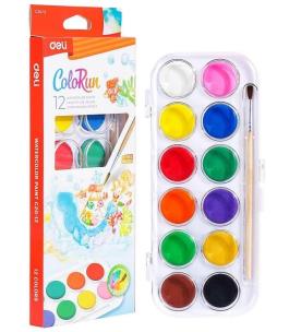 Farby akwarelowe ColoRun 12 kolorów DELI. Wydawca: DELI. Multiszop.pl Opakowanie Farby akwarelowe ColoRun 12 kolorów DELI