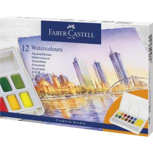 Farby akwarelowe Creative Studio 12 kolorów. Wydawca: Faber Castell. Multiszop.pl Opakowanie Farby akwarelowe Creative Studio 12 kolorów