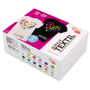 Farby do tkanin Heart 20ml 12 kolorów. Wydawca: Rosa. Multiszop.pl Opakowanie Farby do tkanin Heart 20ml 12 kolorów