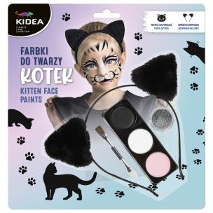 Opakowanie Farby do twarzy zestaw z opaską Kotek Kidea
