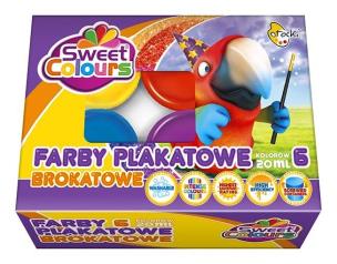 Opakowanie Farby plakatowe brokatowe 6 kolorów 20ml