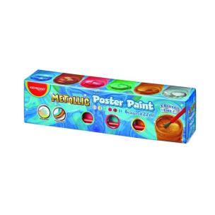 Opakowanie Farby plakatowe metalic 22ml + pędzel 6 kolorów