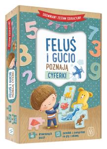 Feluś i Gucio poznają cyferki. Autor: Justyna Kesler. Multiszop.pl Okładka książki Feluś i Gucio poznają cyferki