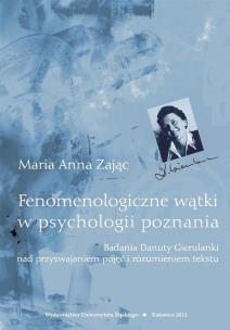 Okładka książki Fenomenologiczne wątki w psychologii poznania