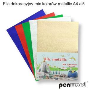 Opakowanie Filc dekoracyjny MIX kolorów metalicznych A4 5szt
