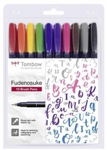 Opakowanie Flamastery brush pen Fudenosuke 10 kolorów