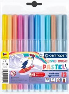 Flamastry Colour World Pastel 7550 12 kolorów. Wydawca: Centropen. Multiszop.pl Opakowanie Flamastry Colour World Pastel 7550 12 kolorów