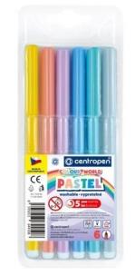 Flamastry Colour World Pastel 7550 6 kolorów. Wydawca: Centropen. Multiszop.pl Opakowanie Flamastry Colour World Pastel 7550 6 kolorów