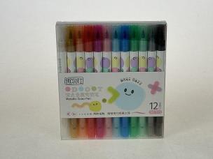 Opakowanie Flamastry dwustronne 12 kolorów metaliczne