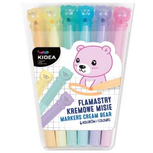 Flamastry kremowe misie 6 kolorów KIDEA. Wydawca: Derform. Multiszop.pl Opakowanie Flamastry kremowe misie 6 kolorów KIDEA