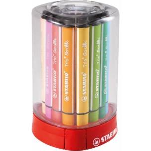 Flamastry STABILO Trio Scribbi 12 kolorów z podstawką na biurko. Wydawca: Stabilo. Multiszop.pl Opakowanie Flamastry STABILO Trio Scribbi 12 kolorów z podstawką na biurko