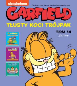 Garfield T.14 Tłusty koci trójpak. Autor: Jim Davis, Piotr W. Cholewa. Multiszop.pl Okładka książki Garfield T.14 Tłusty koci trójpak