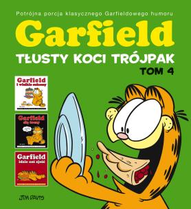 Garfield T.4 Tłusty koci trójpak w.2023. Autor: Jim Davis. Multiszop.pl Okładka książki Garfield T.4 Tłusty koci trójpak w.2023