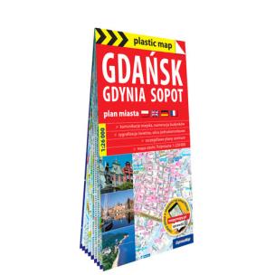Gdańsk, Gdynia, Sopot; foliowany plan miasta 1:26 000. Autor: Opracowanie zbiorowe. Multiszop.pl Okładka książki Gdańsk, Gdynia, Sopot; foliowany plan miasta 1:26 000