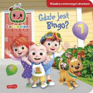 Gdzie jest Bingo? Cocomelon. Książka z otwieranymi okienkami. Autor: Opracowanie zbiorowe. Multiszop.pl Okładka książki Gdzie jest Bingo? Cocomelon. Książka z otwieranymi okienkami