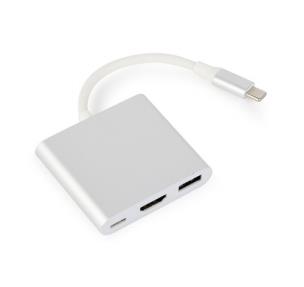 Okładka książki GEMBIRD GEMBIRD MULTI ADAPTER USB TYP-C (M) -> USB TYP-C; USB 3.0; HDMI SREBRNY