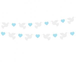 Opakowanie Girlanda papierowa Gołąbki niebieskie serduszka