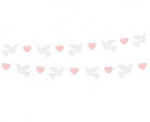 Opakowanie Girlanda papierowa Gołąbki różowe serduszka 150cm