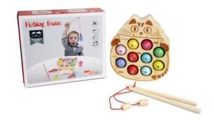 Gra drewniana łowienie rybek w kocie. Wydawca: Norimpex. Multiszop.pl Opakowanie Gra drewniana łowienie rybek w kocie