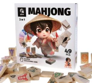 Gra drewniana Madżong 49el. Wydawca: Qbee. Multiszop.pl Opakowanie Gra drewniana Madżong 49el