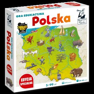 Gra edukacyjna Polska Edycja specjalna 5-99 lat Kapitan Nauka. Autor: Czapczyk Paweł, Hubert Bobrowski, Wójcicki Jarosław. Multiszop.pl Okładka książki Gra edukacyjna Polska Edycja specjalna 5-99 lat Kapitan Nauka