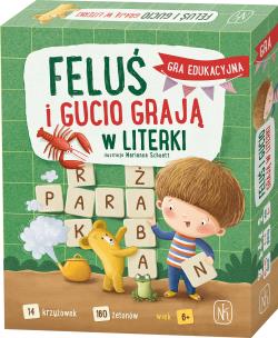 Gra Feluś i Gucio grają w literki. Autor: Król Magdalena, Marcin Dudek. Multiszop.pl Okładka książki Gra Feluś i Gucio grają w literki