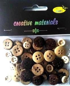 Opakowanie Guziki drewniane brązowe 10-15mm 20g