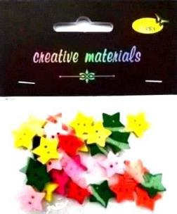 Opakowanie Guziki drewniane kolorowe gwiazdki 15mm 6g ok 30sz