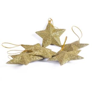 Opakowanie Gwiazdki brokatowe złote 6szt