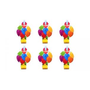 Opakowanie Gwizdki rozwijane z medalionem Balony 6szt