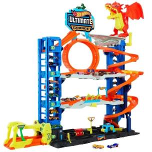 Hot Wheels City Mega Garaż Atak smoka HKX48. Wydawca: Mattel. Multiszop.pl Opakowanie Hot Wheels City Mega Garaż Atak smoka HKX48