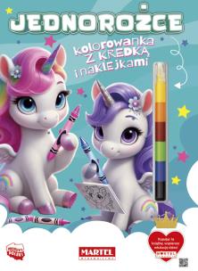 Okładka książki Jednorożce. Kolorowanka z kredką i naklejkami
