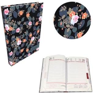 Opakowanie Kalendarz 2023 A5 dzienny soft touch Róże w czerni