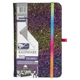Opakowanie Kalendarz 2023 A6 tyg. Techno kolorowy ELEFANT