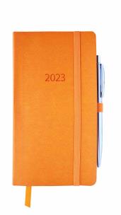 Opakowanie Kalendarz 2023 flex z gumką Dl tygodniowy pomarańczowy V6