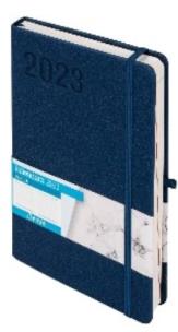 Okładka książki Kalendarz 2023 Skura A5 granatowy DNS ANTRA