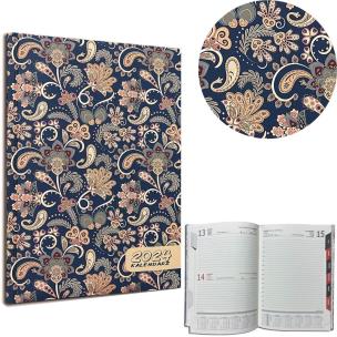Opakowanie Kalendarz 2024 A5 dzienny z registrami Paisley Blu