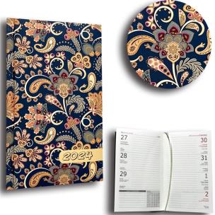 Opakowanie Kalendarz 2024 A6 tygodniowy paisley kwiaty blue