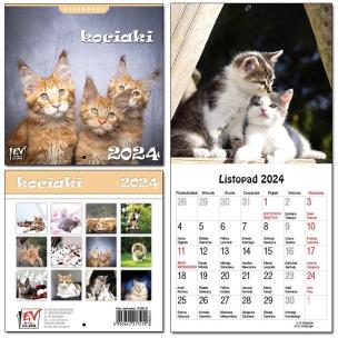 Opakowanie Kalendarz 2024 dla dzieci 16x32 13 plansz Kociaki