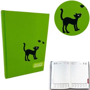 Opakowanie Kalendarz 2024 dzienny sb/nd osobno A5 soft touch kot w zieleni Ev230038