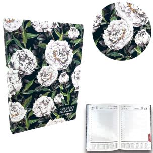 Opakowanie Kalendarz 2024 dzienny sb/nd osobno A5 soft touch peonie w zieleni EV230039