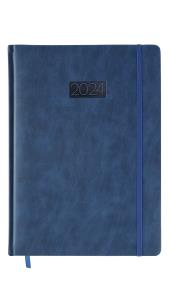Kalendarz 2024 lux z gumką A4 tygodniowy V2 granatowy. Wydawca: AVANTI. Multiszop.pl Opakowanie Kalendarz 2024 lux z gumką A4 tygodniowy V2 granatowy