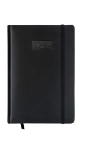 Kalendarz 2024  lux z gumką A5 tygodniowy V5 czarny. Wydawca: AVANTI. Multiszop.pl Opakowanie Kalendarz 2024  lux z gumką A5 tygodniowy V5 czarny