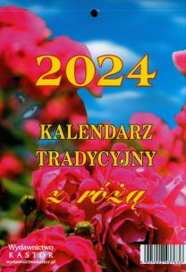 Kalendarz 2024 zdzierak tradycyjny z różą. Wydawca: Kastor. Multiszop.pl Opakowanie Kalendarz 2024 zdzierak tradycyjny z różą